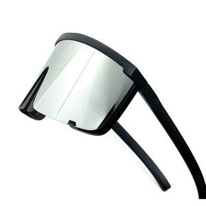 Shield‎ Sunglasses Silver Mirrored Lens Visor Cyclops Sport Sun Glasses Lentes